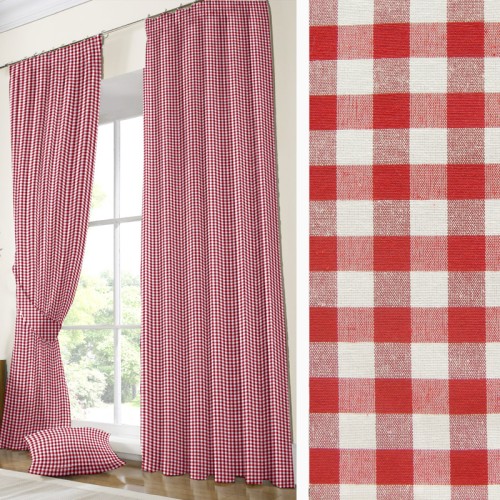 Έτοιμη Κουρτίνα με τρέσσα (137x250) Newhome Zafiro rojo καρώ κόκκινο