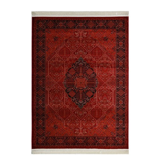 Χαλί Κλασσικό (100x160) Μηχανοποίητο Royal Carpet Afgan 316A Dark Red-Black