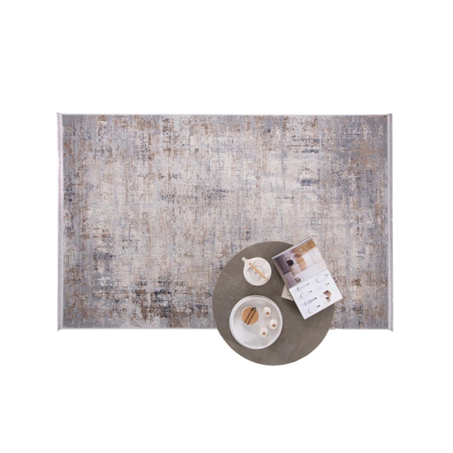 Χαλί Στρογγυλό-Ροτόντα (Διάμετρος 160) Ανάγλυφο Μηχανοποίητο Royal Carpet Allure 20175 γκρι/καφέ