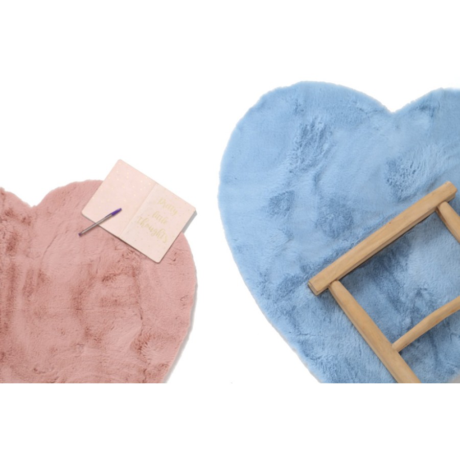 Παιδικό χαλί (100x100) Γούνινο με σχήμα Καρδιά Royal Carpet Bunny Kids Heart blue