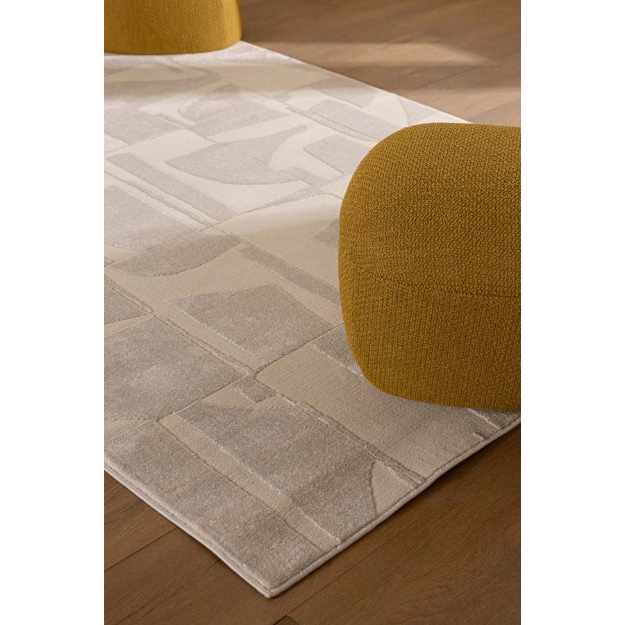 Χαλί με σχήμα (133x190) Μοντέρνο Ανάγλυφο Μηχανοποίητο Royal Carpet Organic Shape 620A cream