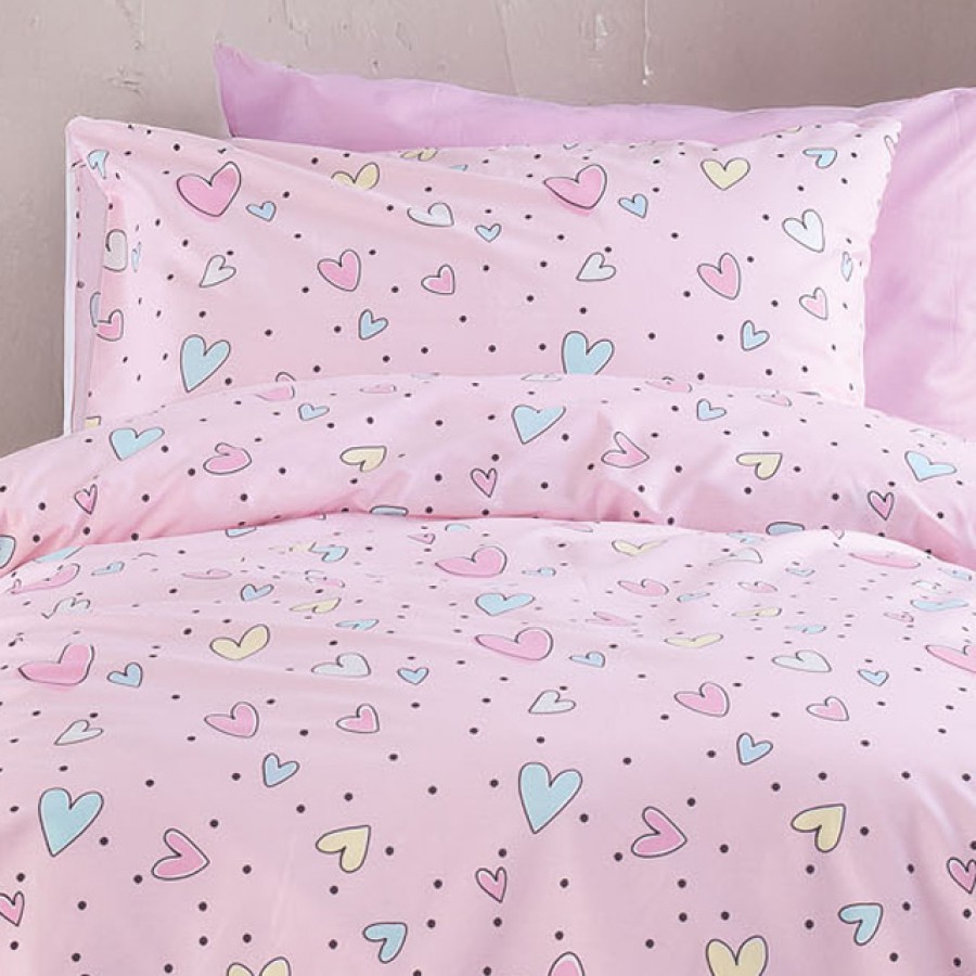 Μαξιλαροθήκες ζέυγος (50x70) Rythmos Symbol Pop Hearts Ροζ