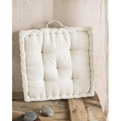 Μαξιλάρι Δαπέδου Τεράγωνο (50x50x10) με λαβή Rythmos Linea Φυσικό - Μπεζ Ριγέ