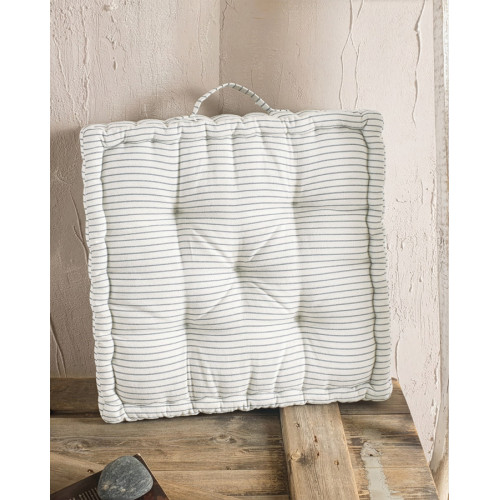 Μαξιλάρι Δαπέδου Τεράγωνο (50x50x10) με λαβή Rythmos Linea Φυσικό-Γκρι Ριγέ