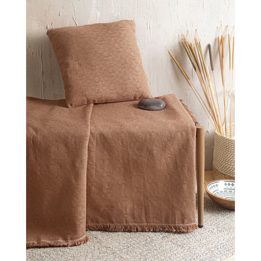 Ριχτάρι για Πολυθρόνα (160x180) Ζακάρ Διπλής όψης Rythmos Ermis Μόκα