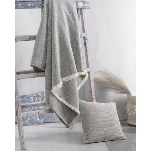 Ριχτάρι για Διθέσιο Καναπέ (180x240) Ζακάρ Σενίλ Διπλής Όψεως Rythmos Essie Ανοιχτό Γκρι