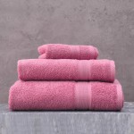 Σετ Πετσέτες 3τεμ Πενιέ Μονόχρωμη 480γρ/τμ Rythmos Illusion Ροδί