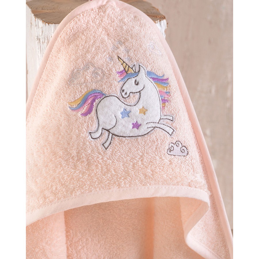 Κάπα βρεφική (75x75) Babyline Rythmos Unico Σομόν