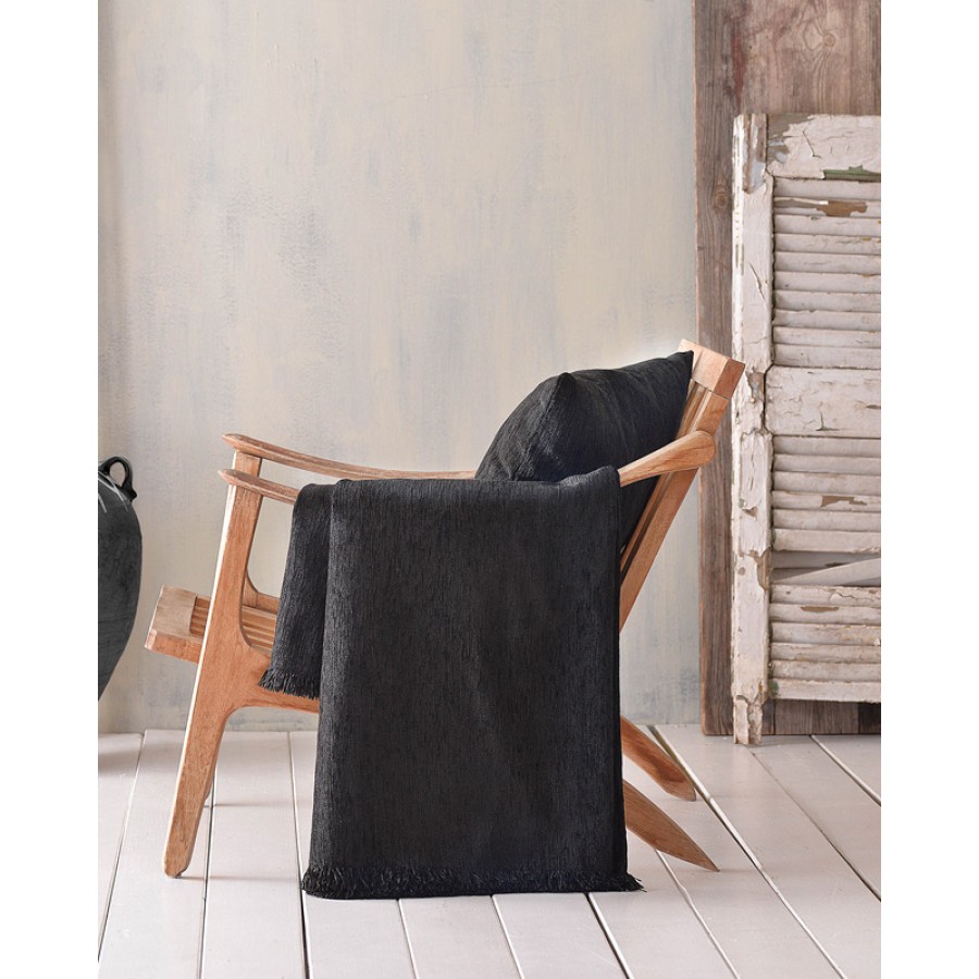 Ριχτάρι για Διθέσιο Καναπέ (180x240) Ζακάρ Σενίλ Διπλής Όψης Rythmos Kidal Μαύρο