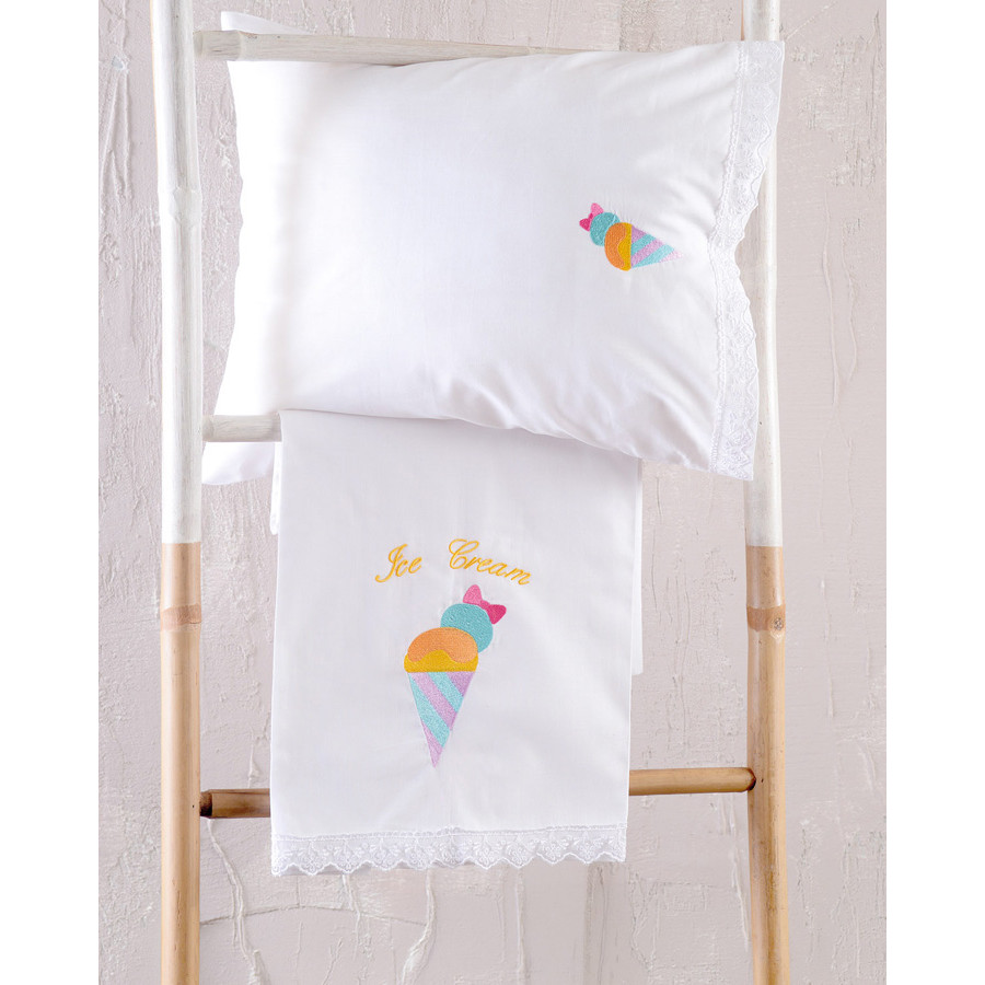 Σετ Σεντόνια Βρεφικά Κούνιας (105x160) Βαμβακερά Με Κέντημα κα Δαντέλα Rythmos Gelato