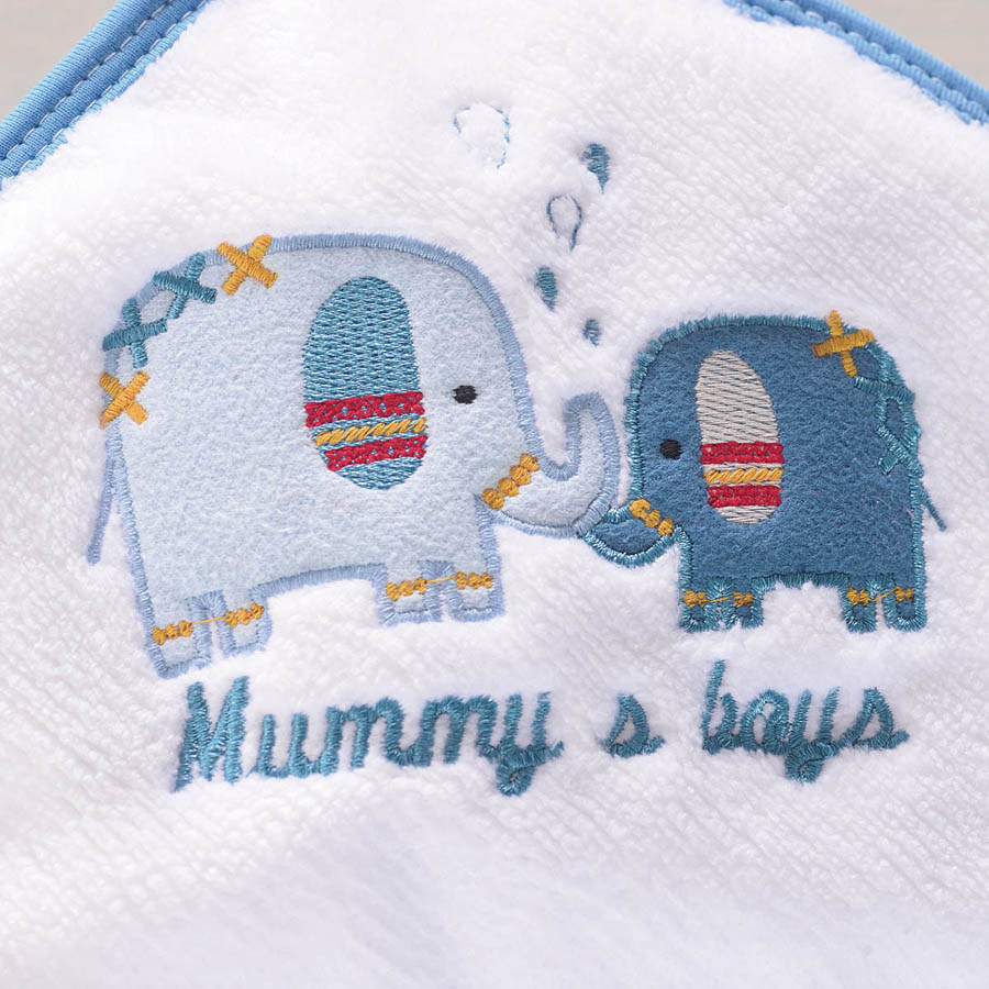 Σετ Κάπα με γαντάκι βρεφική (75x75) Babyline Rythmos Elephant Blue