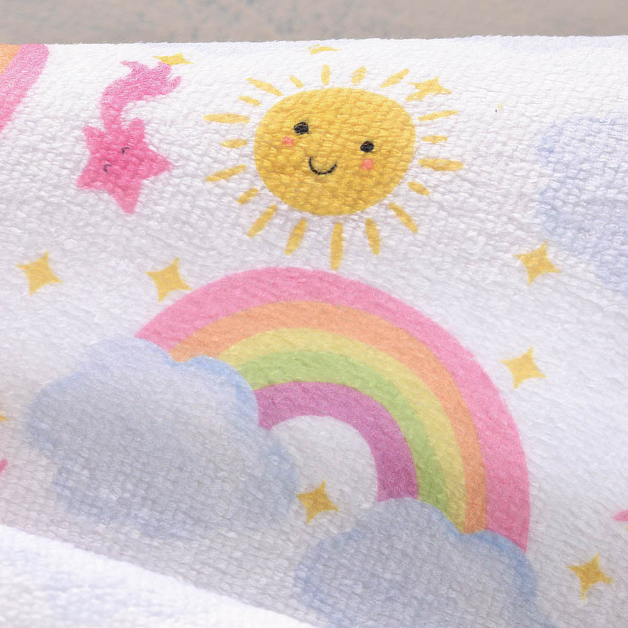 Σετ Κάπα με γαντάκι βρεφική (75x75) Babyline Rythmos Rainbow Yellow
