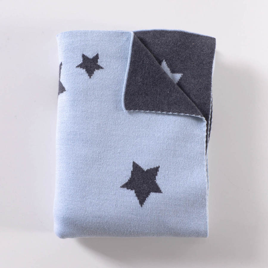 Κουβέρτα βρεφική μπεμπέ (80x100) Ζακάρ Βαμβακερή Rythmos Orion Σιέλ