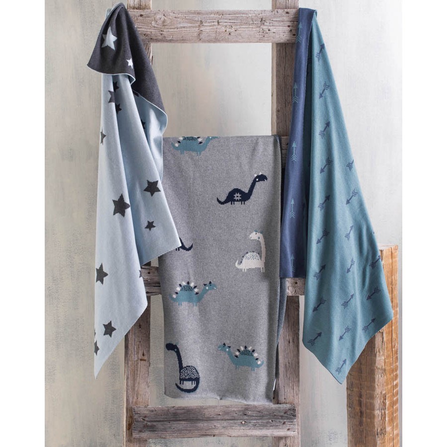 Κουβέρτα βρεφική μπεμπέ (80x100) Ζακάρ Βαμβακερή Rythmos Tipi Μπλε