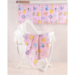 Σεντόνια Βρεφικό Λίκνου (80x110) Βαμβακερό Rythmos Letterland Ροζ