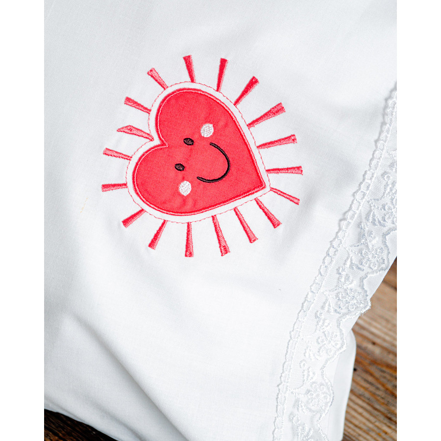 Σετ Σεντόνια Βρεφικά Κούνιας (105x160) Βαμβακερά Με Κέντημα κα Δαντέλα Rythmos Loveheart