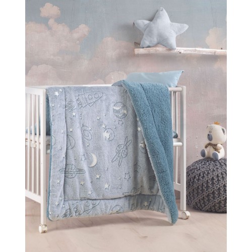 Κουβερτοπάπλωμα Κούνιας (110x140) με Sherpa, που φωσφορίζει στο σκοτάδι Rythmos Oddity με πλανήτες