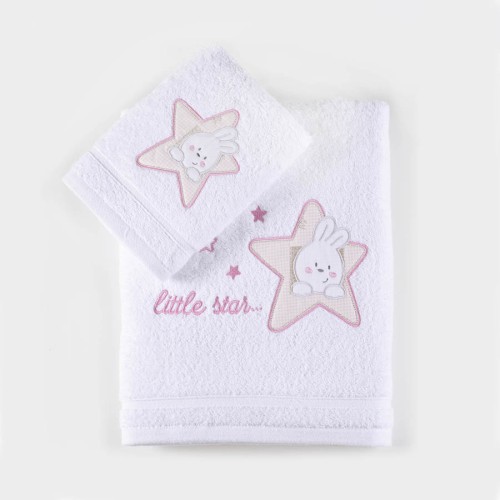 Σετ Πετσέτες 2 τεμαχίων Παιδικές (Χειρός | Λουτρού) Rythmos Astro Ροζ