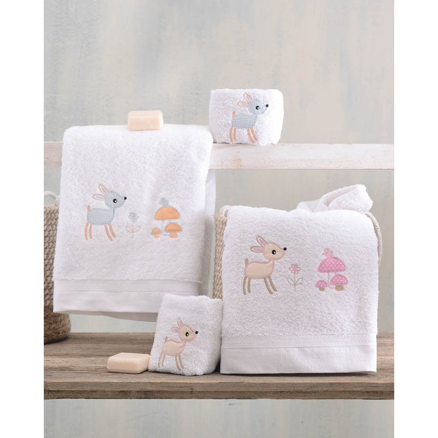 Σετ Πετσέτες 2 τεμαχίων Παιδικές (Χειρός | Λουτρού) Rythmos Floppy Ροζ