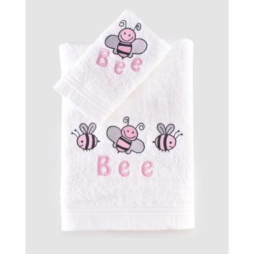 Σετ Πετσέτες 2 τεμαχίων Παιδικές (Χειρός | Λουτρού) Rythmos Honey Bee Ροζ