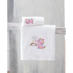 Σετ Πετσέτες 2 τεμαχίων Παιδικές (Χειρός | Λουτρού) Rythmos Monokero Ροζ