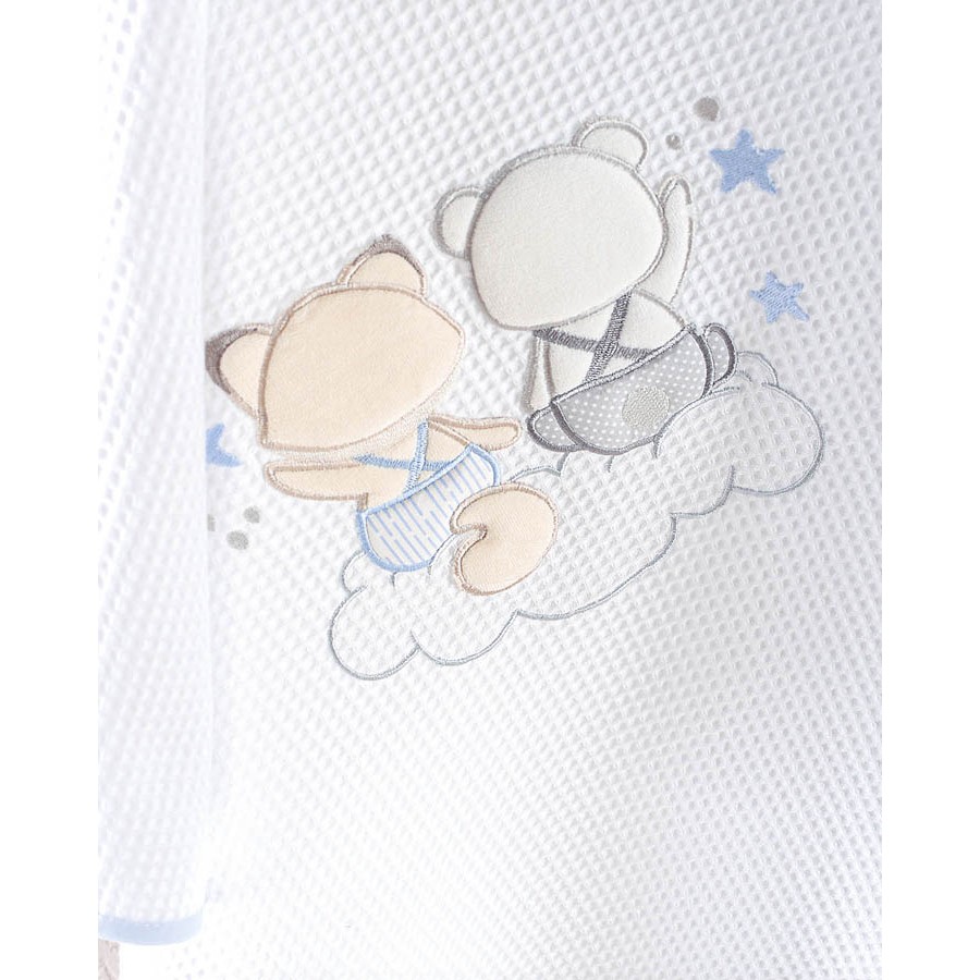 Κουβέρτα Βρεφική Μπεμπέ (120x150) Πικέ Βαμβακερή Rythmos Bye Bye Σιέλ