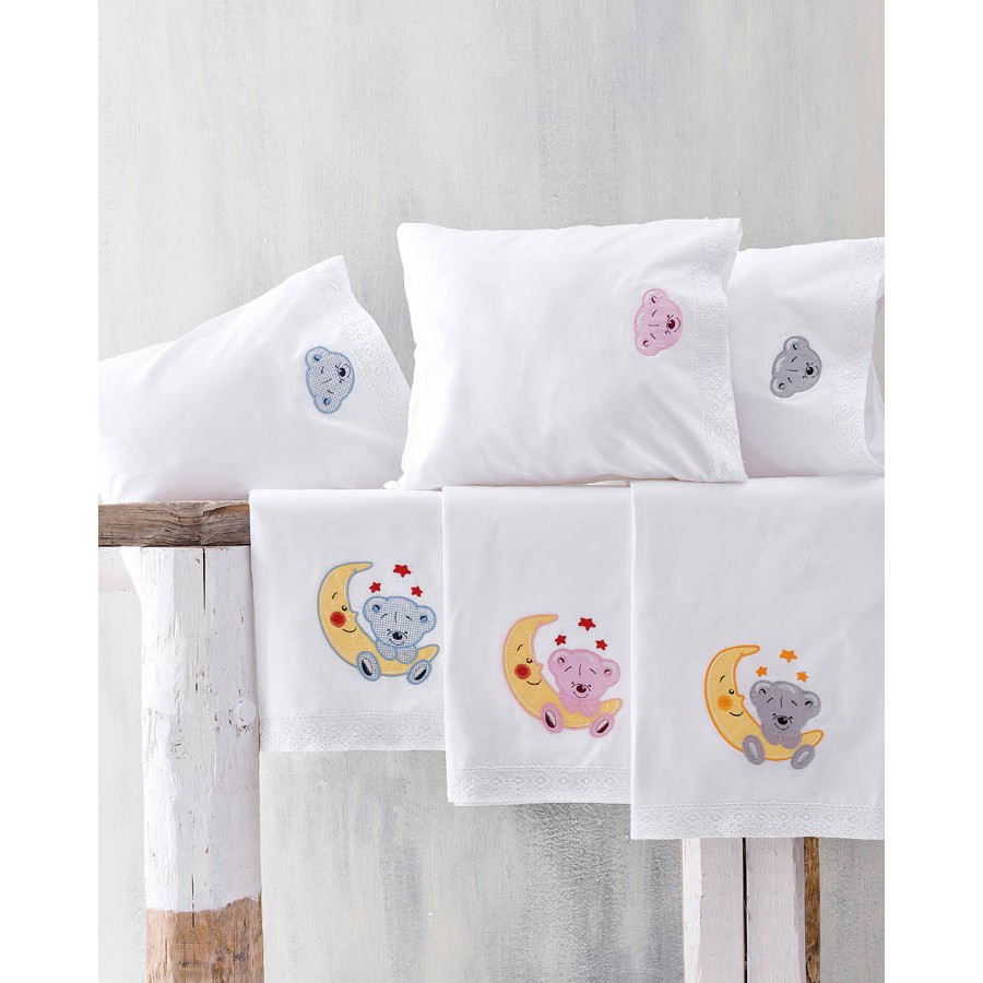 Σετ Σεντόνια Μπεμπέ Κούνιας (105x160) Με Κέντημα και Δαντέλα Βαμβακερά Rythmos Arturo Σιέλ Σετ Σεντόνια Μπεμπέ Κούνιας (105x160) Με Κέντημα και Δαντέλα Βαμβακερά Rythmos Arturo Σιέλ