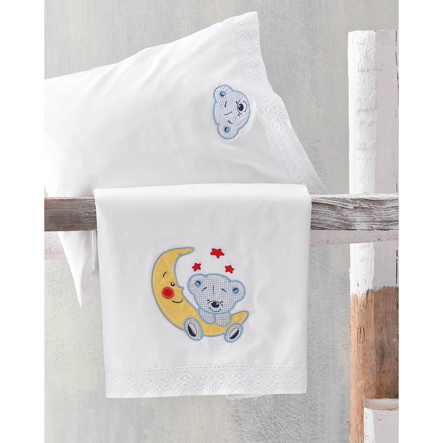 Σετ Σεντόνια Μπεμπέ Κούνιας (105x160) Με Κέντημα και Δαντέλα Βαμβακερά Rythmos Arturo Σιέλ Σετ Σεντόνια Μπεμπέ Κούνιας (105x160) Με Κέντημα και Δαντέλα Βαμβακερά Rythmos Arturo Σιέλ