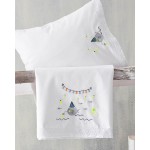 Σετ Σεντόνια Μπεμπέ Κούνιας (105x160) Με Κέντημα και Δαντέλα Βαμβακερά Rythmos Bubbles Μπλε