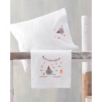 Σετ Σεντόνια Μπεμπέ Κούνιας (105x160) Με Κέντημα και Δαντέλα Βαμβακερά Rythmos Bubbles Πορτοκαλί