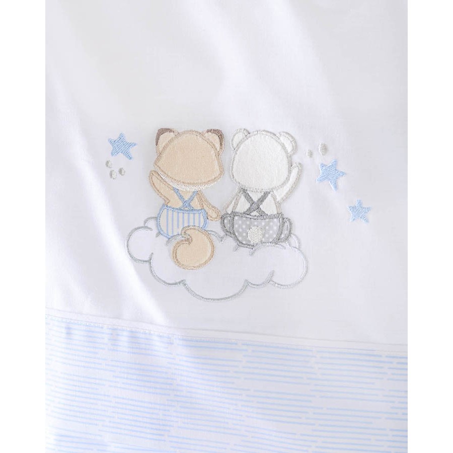 Σετ Σεντόνια Μπεμπέ Κούνιας (100x160) Με Κέντημα Βαμβακερά Rythmos Bye Bye Σιέλ