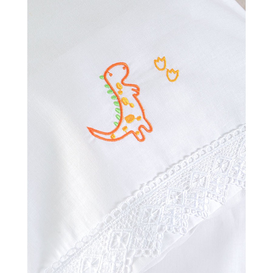 Σετ Σεντόνια Μπεμπέ Κούνιας (105x160) Με Κέντημα και Δαντέλα Βαμβακερά Rythmos Cool Dinos