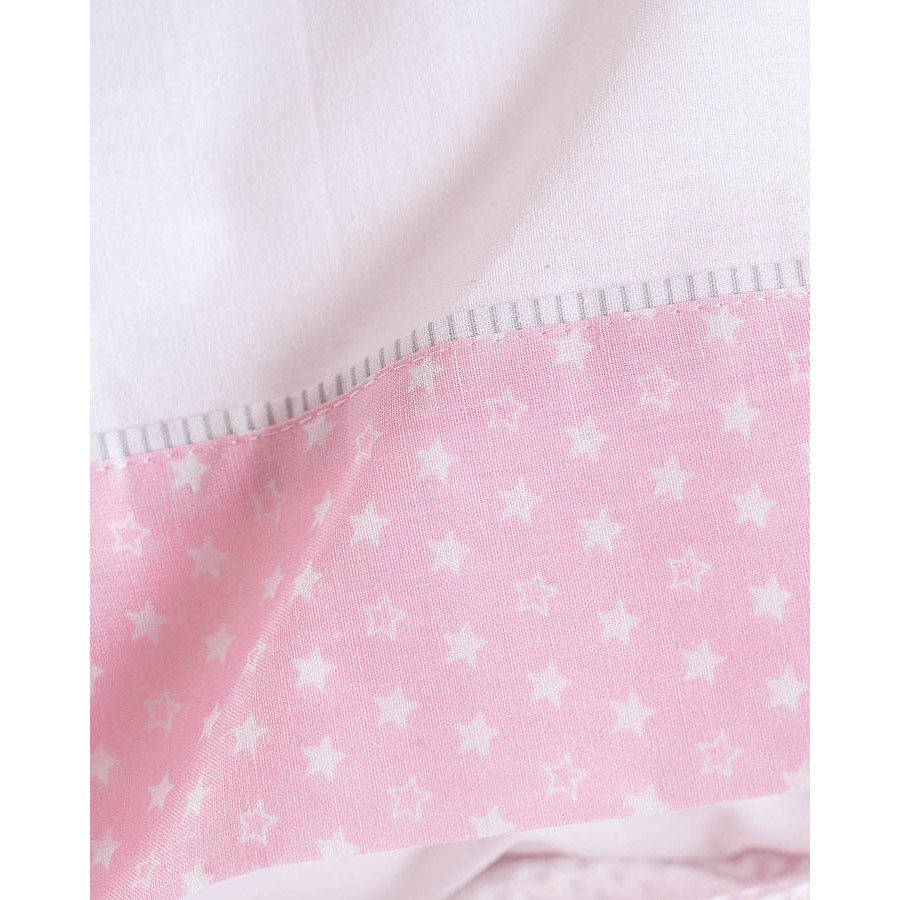 Σετ Σεντόνια Μπεμπέ Κούνιας (100x160) Με Κέντημα Βαμβακερά Rythmos Dash Ροζ