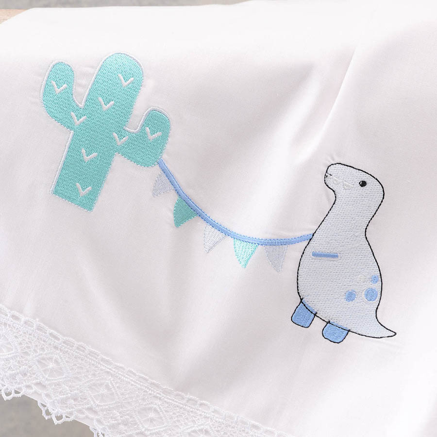 Σετ Σεντόνια Μπεμπέ Κούνιας (105x160) Με Κέντημα και Δαντέλα Βαμβακερά Rythmos Diego Σιέλ