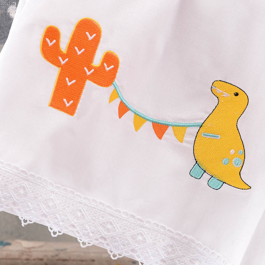 Σετ Σεντόνια Μπεμπέ Κούνιας (105x160) Με Κέντημα και Δαντέλα Βαμβακερά Rythmos Diego Κίτρινο