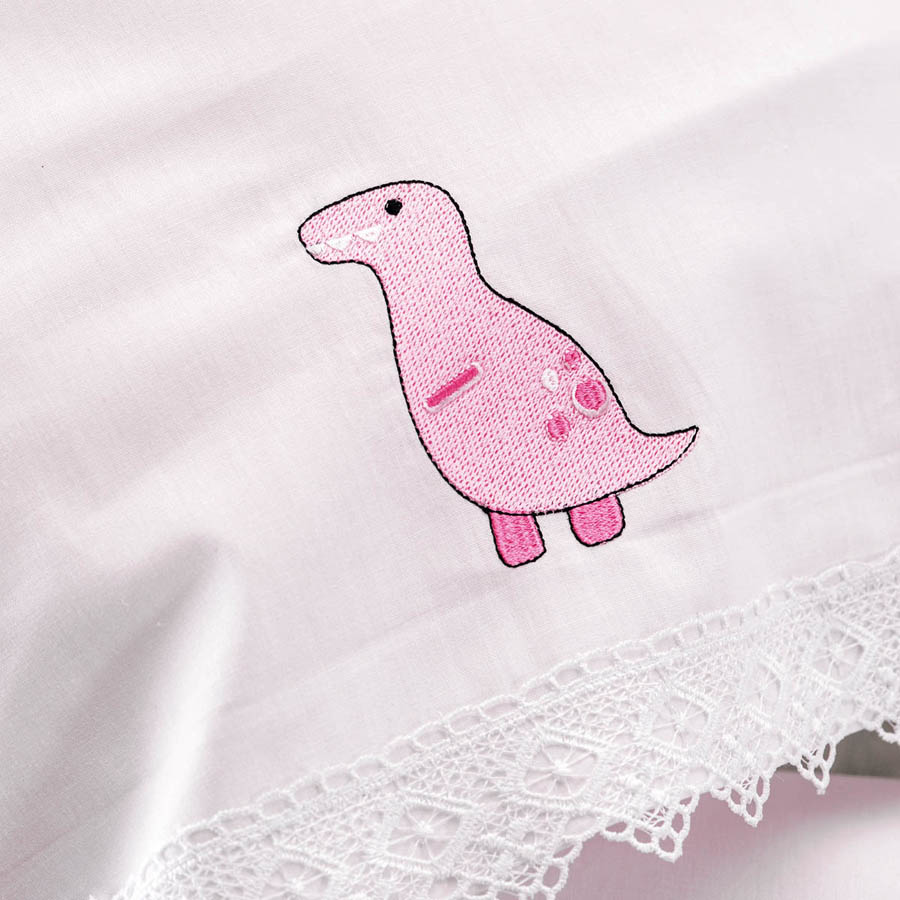 Σετ Σεντόνια Μπεμπέ Κούνιας (105x160) Με Κέντημα και Δαντέλα Βαμβακερά Rythmos Diego Ροζ