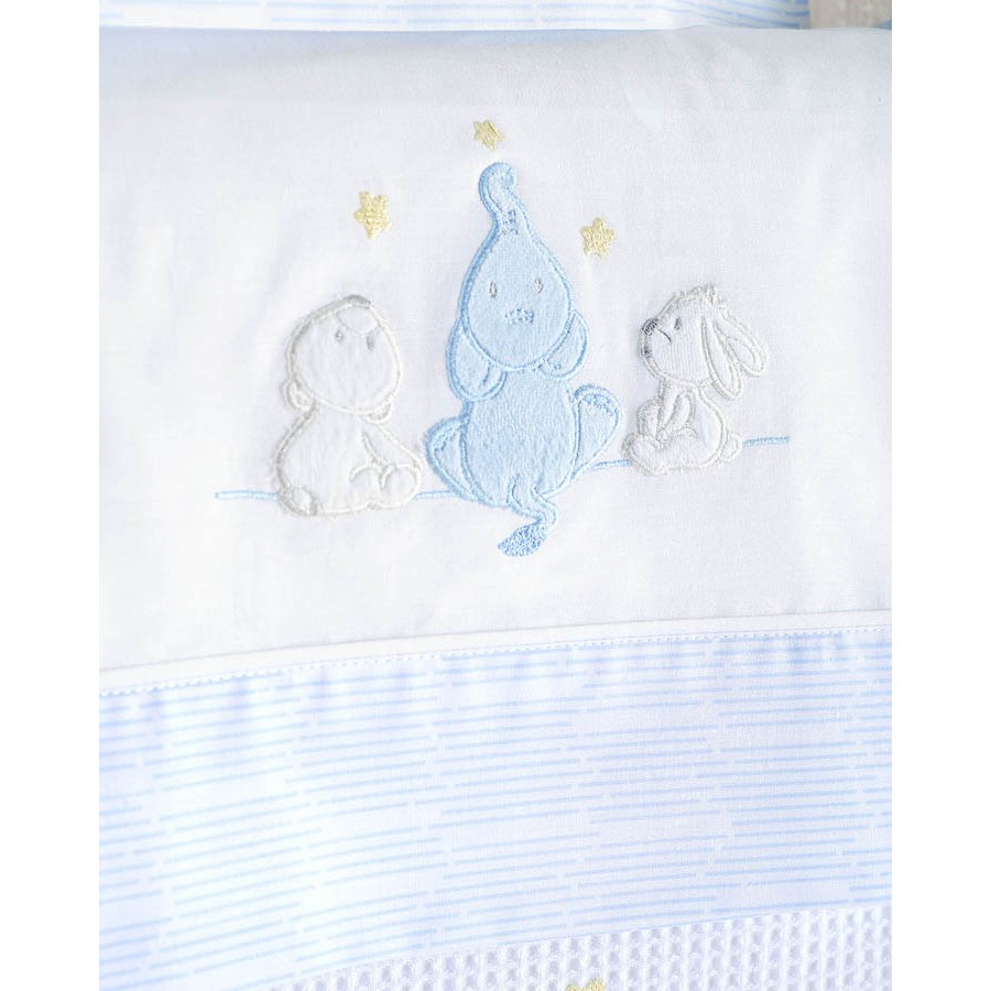 Σετ Σεντόνια Μπεμπέ Κούνιας (100x160) Φανελένια Rythmos Elephant Friends Σιέλ