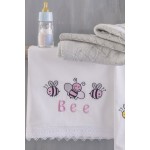 Σετ Σεντόνια Μπεμπέ Κούνιας (105x160) Με Κέντημα και Δαντέλα Βαμβακερά Rythmos Honey Bee Ροζ