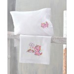 Σετ Σεντόνια Μπεμπέ Κούνιας (105x160) Με Κέντημα και Δαντέλα Βαμβακερά Rythmos Monokero Ροζ