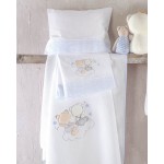 Σετ Σεντόνια Μπεμπέ Κούνιας (100x160) Με Κέντημα Βαμβακερά Rythmos Bye Bye Σιέλ