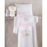 Σετ Σεντόνια Μπεμπέ Κούνιας (100x160) Φανελένια Rythmos Bye Bye Ροζ