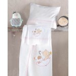 Σετ Σεντόνια Μπεμπέ Κούνιας (100x160) Με Κέντημα Βαμβακερά Rythmos Umbrella Flight Ροζ