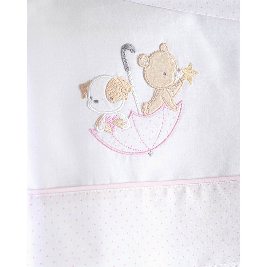 Σετ Σεντόνια Μπεμπέ Κούνιας (100x160) Φανελένια Rythmos Umbrella Flight Ροζ