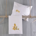 Σετ Σεντόνια Μπεμπέ Κούνιας (105x160) Με Κέντημα και Δαντέλα Βαμβακερά Rythmos Willy Κίτρινο
