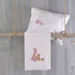Σετ Σεντόνια Μπεμπέ Κούνιας (105x160) Με Κέντημα και Δαντέλα Βαμβακερά Rythmos Willy Ροζ