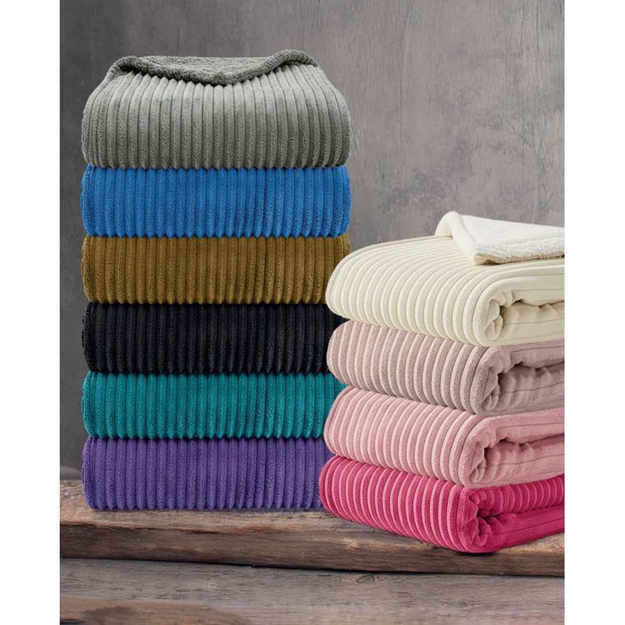 Κουβέρτα Flannel με Προβατάκι Υπέρδιπλη (220x240) Ζακάρ 440 γραμ/τμ Rythmos Jollein φούξια