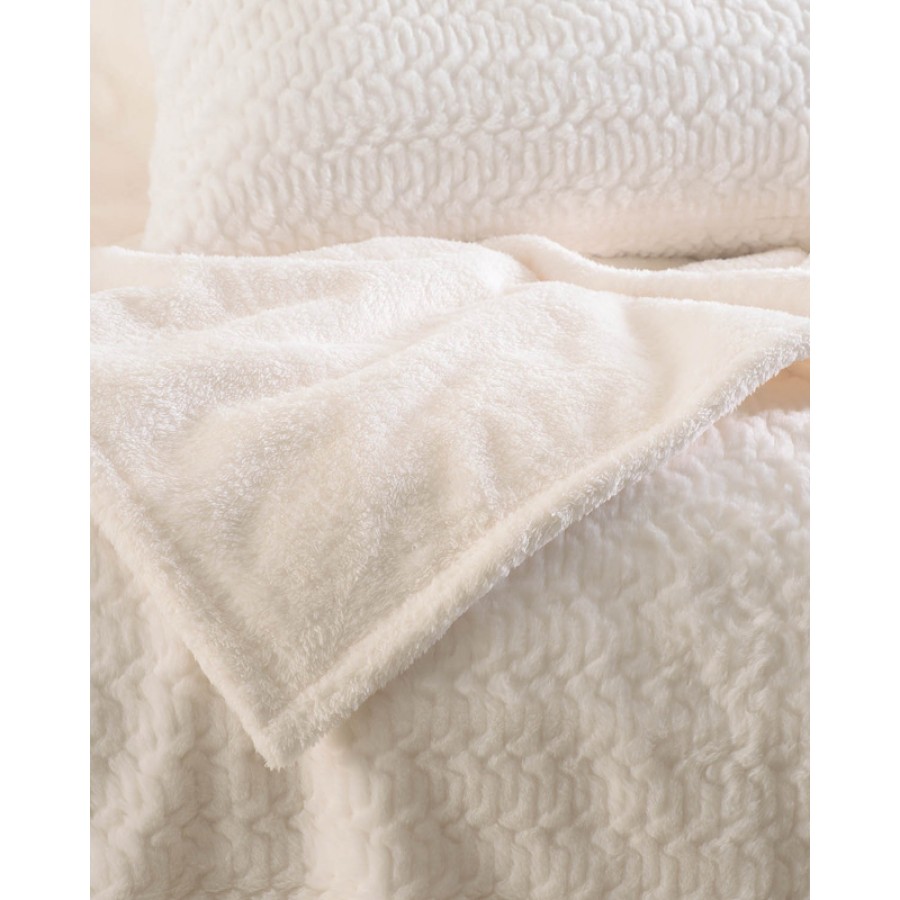 Σετ 3τεμ Κουβέρτα Γούνινη με Μαξιλαροθήκες (220x240) Rythmos Bliss Λευκό