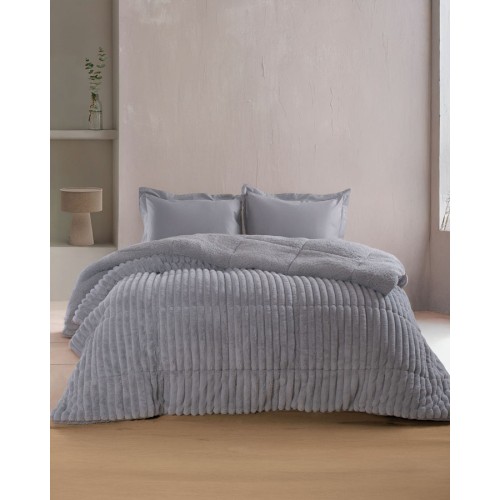 Κουβερτοπάπλωμα Υπέρδιπλο (220x240) Μονόχρωμο Ζακάρ 730γρ|τμ Rythmos Butter ανοικτό γκρι