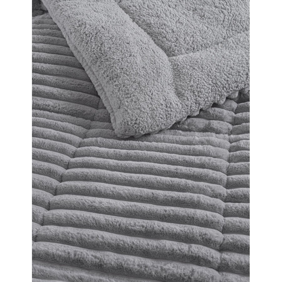 Κουβερτοπάπλωμα Υπέρδιπλο (220x240) Μονόχρωμο Ζακάρ 730γρ|τμ Rythmos Butter ανοικτό γκρι