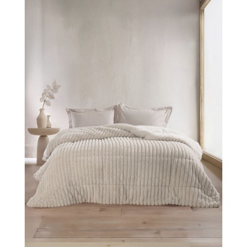 Κουβερτοπάπλωμα Υπέρδιπλο (220x240) Μονόχρωμο Ζακάρ 730γρ|τμ Rythmos Butter εκρού